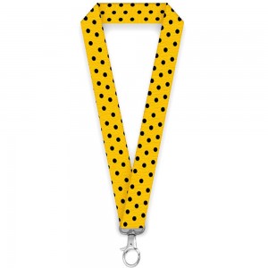 Lanyard personalizat galben cu buline negre